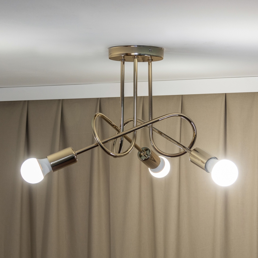 Loftmonteret lysekrone OXFORD 3xE27/15W/230V guld