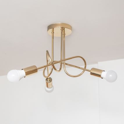 Loftmonteret lysekrone OXFORD 3xE27/15W/230V guld