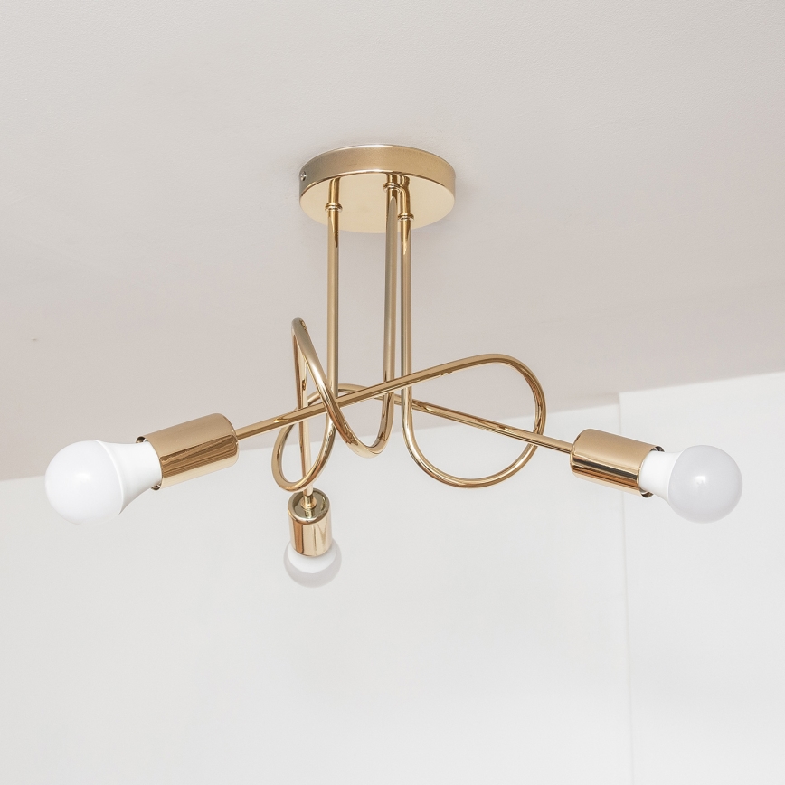 Loftmonteret lysekrone OXFORD 3xE27/15W/230V guld