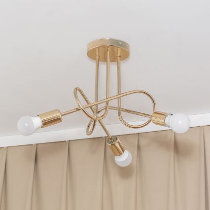 Loftmonteret lysekrone OXFORD 3xE27/15W/230V guld