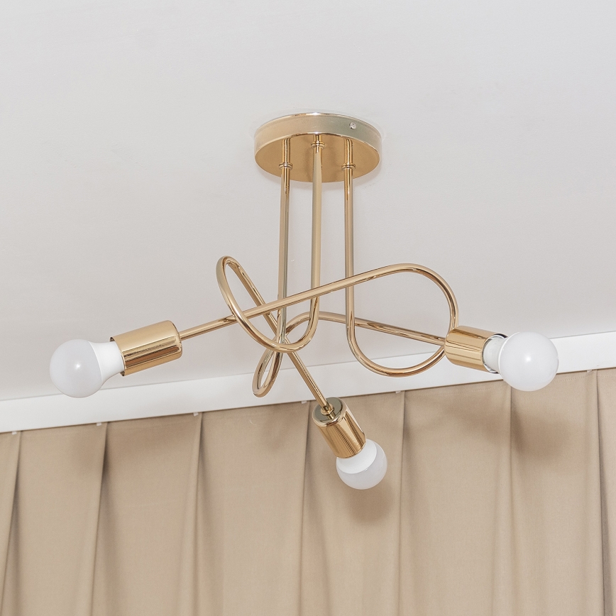 Loftmonteret lysekrone OXFORD 3xE27/15W/230V guld