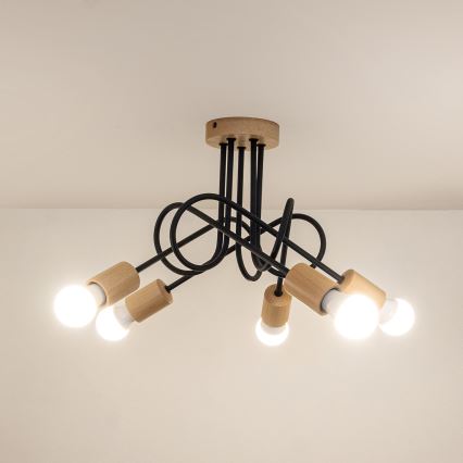 Loftmonteret lysekrone OXFORD 5xE27/15W/230V fyr/sort