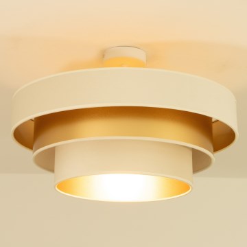 Loftmonteret lysekrone WENTA 1xE27/60W/230V Ø 50 cm beige/guld