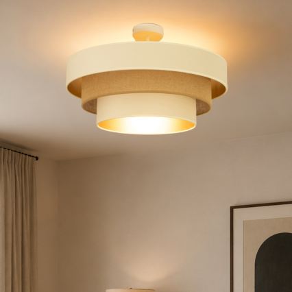 Loftmonteret lysekrone WENTA 1xE27/60W/230V Ø 50 cm beige/guld