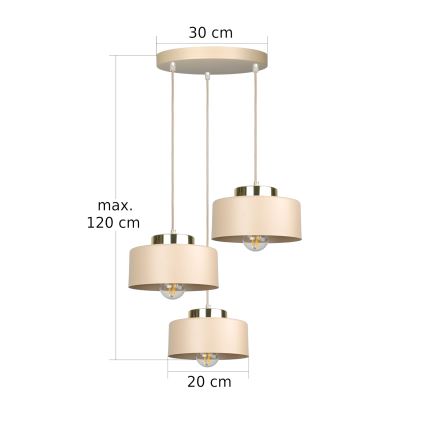 Loftpendel IGNIA 3xE27/60W/230V taupe