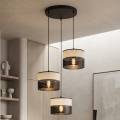 Loftpendel KARBON med wireophæng, 3xE27/15W/230V, sort/grå