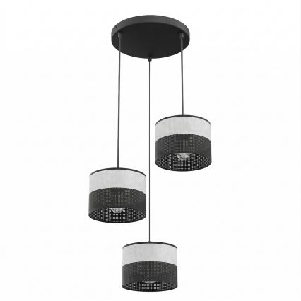 Loftpendel KARBON med wireophæng, 3xE27/15W/230V, sort/grå
