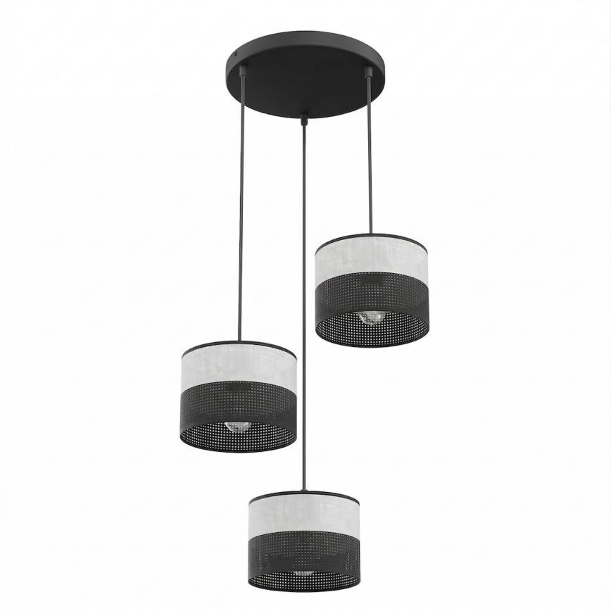 Loftpendel KARBON med wireophæng, 3xE27/15W/230V, sort/grå