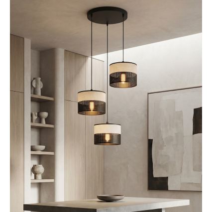 Loftpendel KARBON med wireophæng, 3xE27/15W/230V, sort/grå