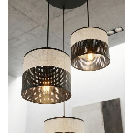 Loftpendel KARBON med wireophæng, 3xE27/15W/230V, sort/grå