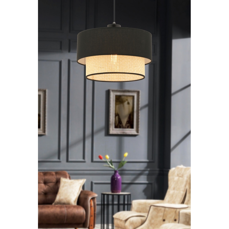 Loftpendel med kabel ECHO 1xE27/60W/230V sort/beige