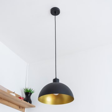 Loftpendel med kabel VESPER 1xE27/15W/230 Ø 30 cm sort/guld