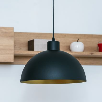Loftpendel med kabel VESPER 1xE27/15W/230 Ø 30 cm sort/guld
