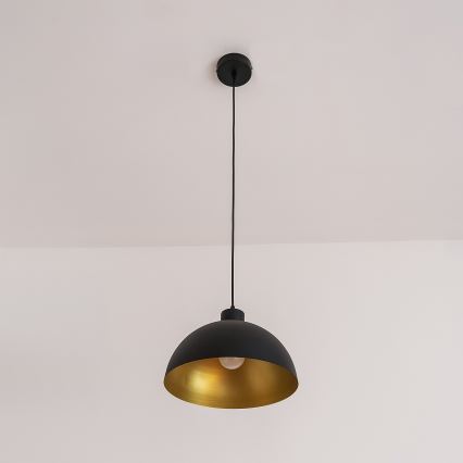 Loftpendel med kabel VESPER 1xE27/15W/230 Ø 30 cm sort/guld