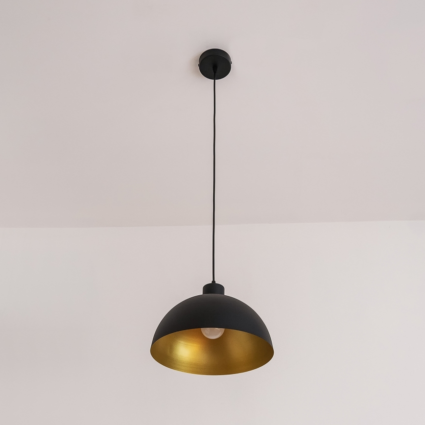 Loftpendel med kabel VESPER 1xE27/15W/230 Ø 30 cm sort/guld