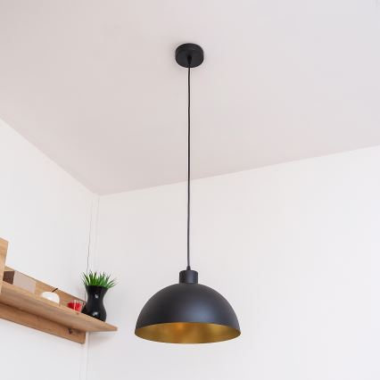 Loftpendel med kabel VESPER 1xE27/15W/230 Ø 30 cm sort/guld