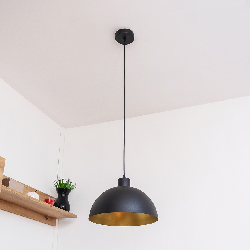 Loftpendel med kabel VESPER 1xE27/15W/230 Ø 30 cm sort/guld