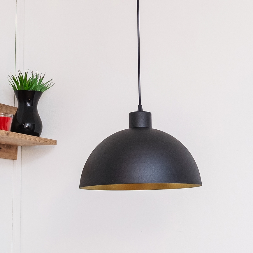 Loftpendel med kabel VESPER 1xE27/15W/230 Ø 30 cm sort/guld