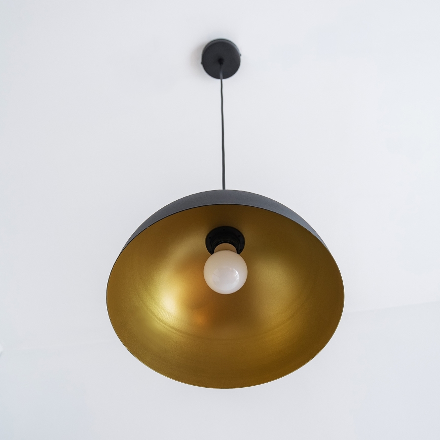 Loftpendel med kabel VESPER 1xE27/15W/230 Ø 30 cm sort/guld