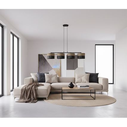 Loftpendel med ledning KARBON 4xE27/15W/230V sort/brun