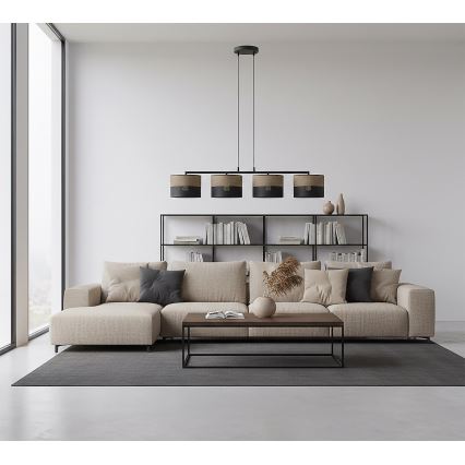 Loftpendel med ledning KARBON 4xE27/15W/230V sort/brun