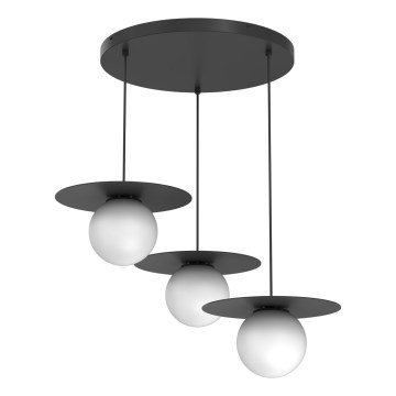 Loftpendel med wireophæng FLAT 3xE27/15W/230V sort