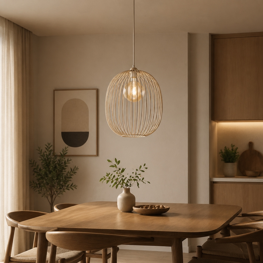 Loftpendel på kabel DESTELLO 1xE27/15W/230V Ø 33 cm beige