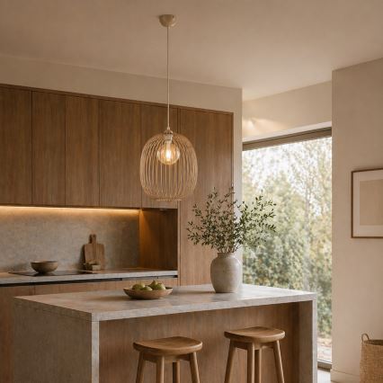 Loftpendel på kabel DESTELLO 1xE27/15W/230V Ø 33 cm beige