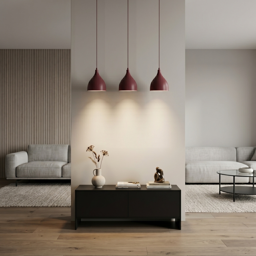 Loftpendel på kabel NOAK CLASSIC 3xE27/15W/230V bordeaux