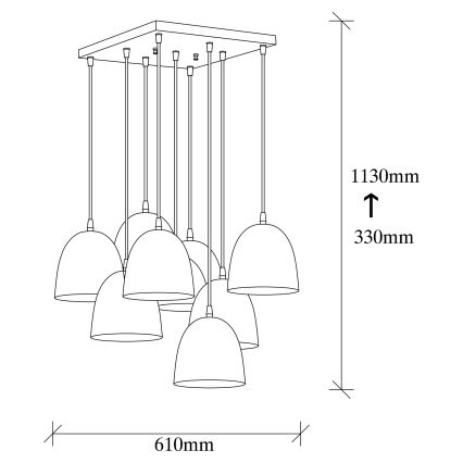 Loftpendel på kabel TATTOO 9xE27/40W/230V sort