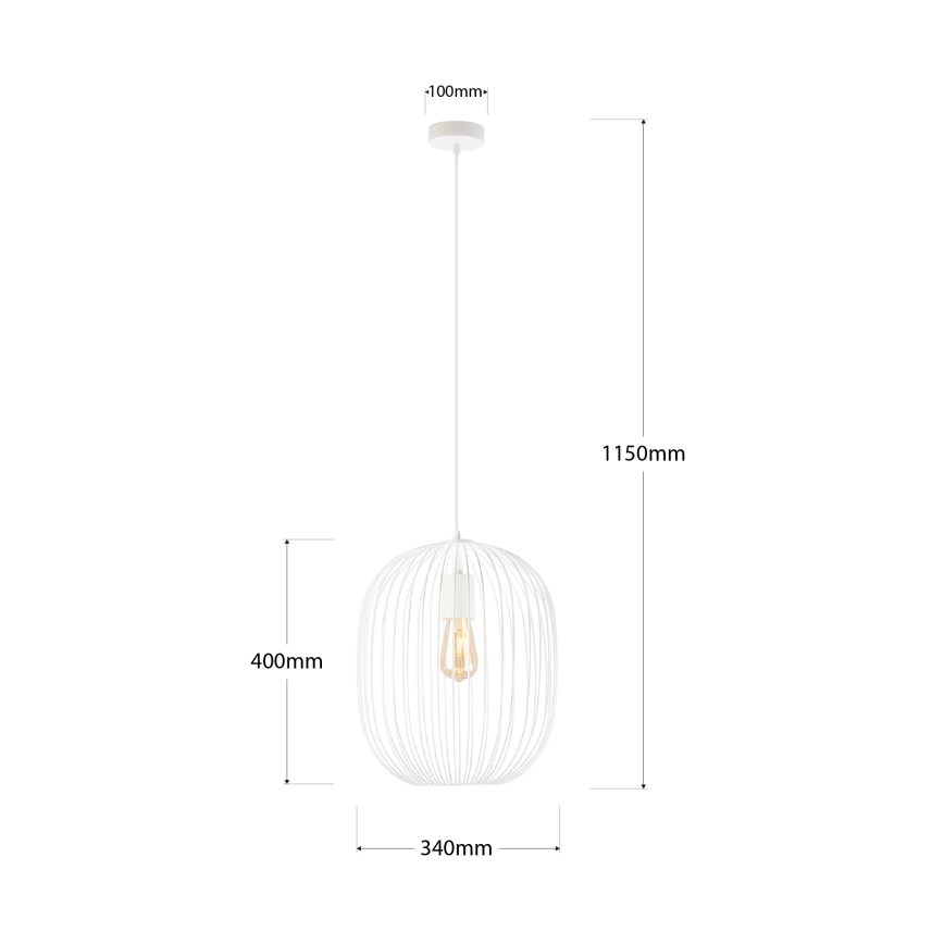 Loftpendel på ledning OVELLA 1xE27/15W/230V Ø 34 cm cremefarvet