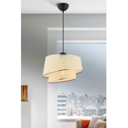 Loftpendel på wire BARETTE 1xE27/60W/230V cremefarvet/blank krom