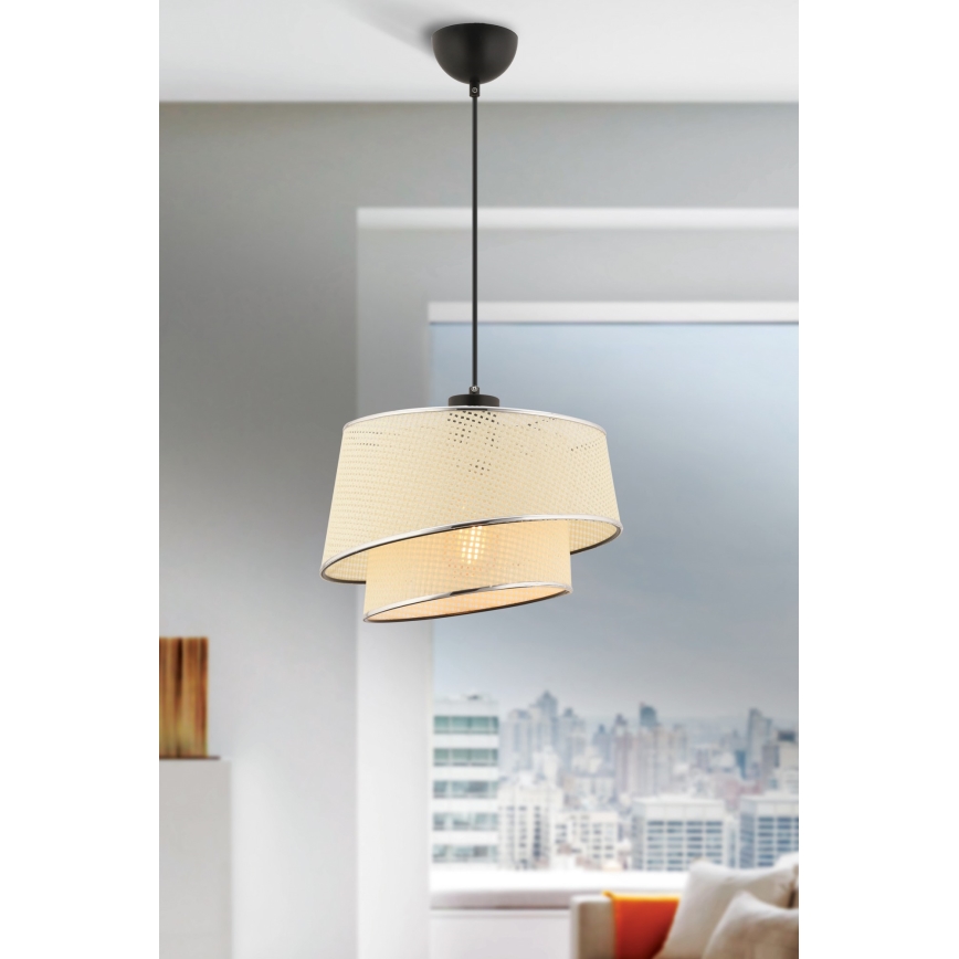 Loftpendel på wire BARETTE 1xE27/60W/230V cremefarvet/blank krom