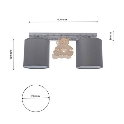 Loftslampe for børn BEAR 2xE27/60W/230V