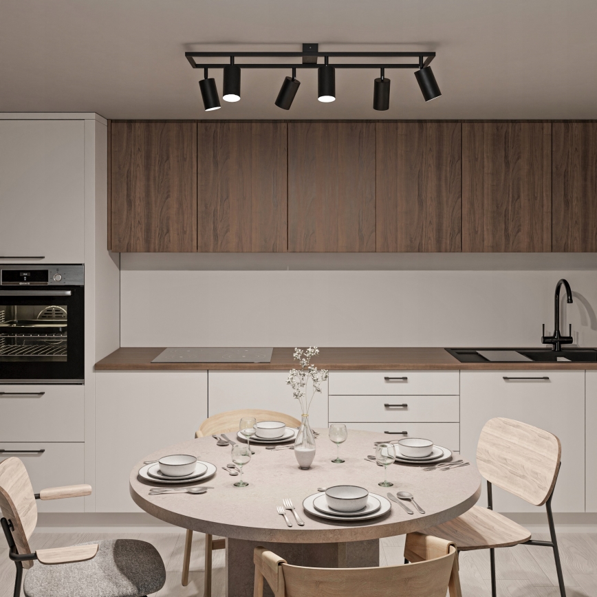 Loftspot 6 x GU10, 30 W, 230 V – sort