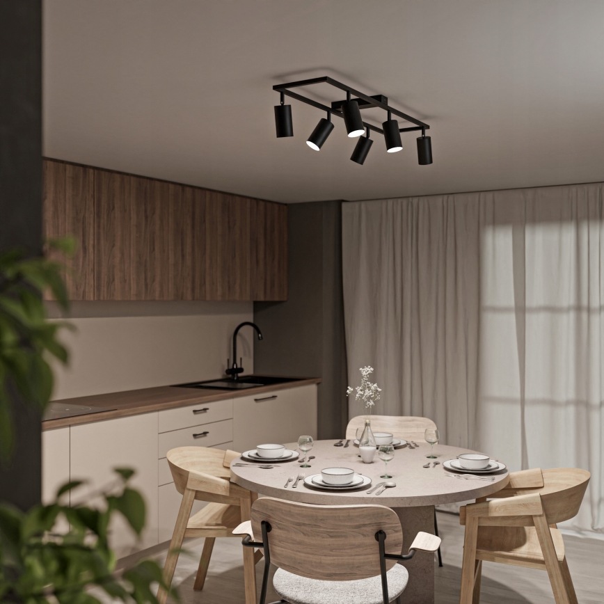 Loftspot 6 x GU10, 30 W, 230 V – sort