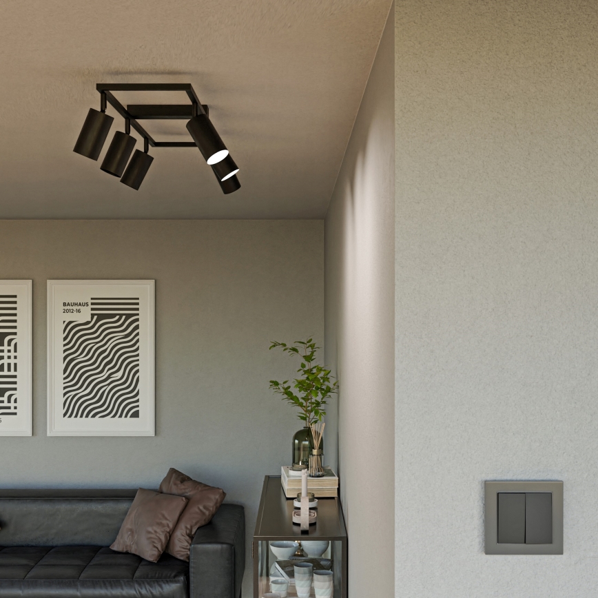 Loftspot 6 x GU10, 30 W, 230 V – sort