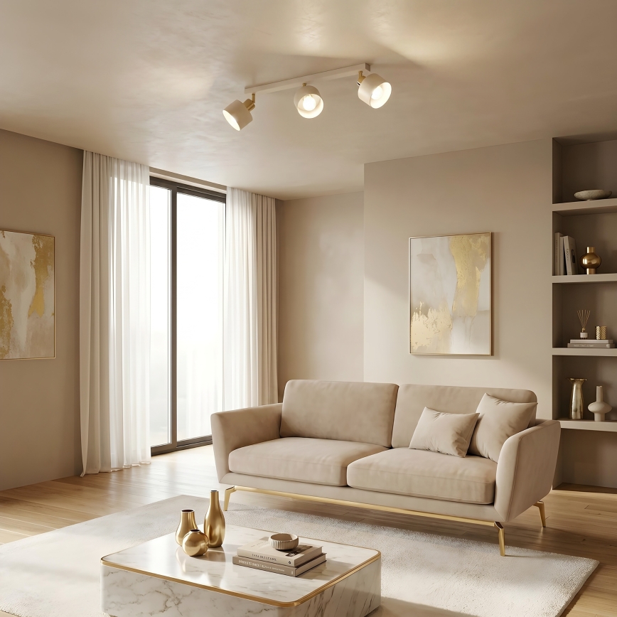 Loftspot PARKLA 3xE27/15W/230V beige/guld