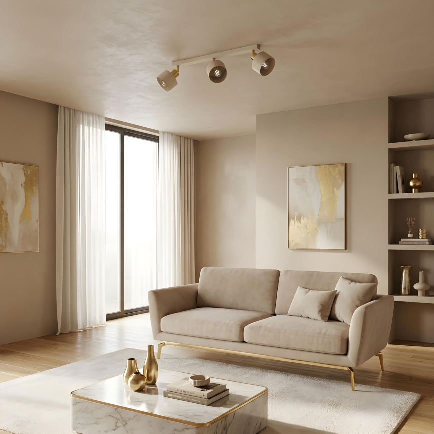 Loftspot PARKLA 3xE27/15W/230V beige/guld