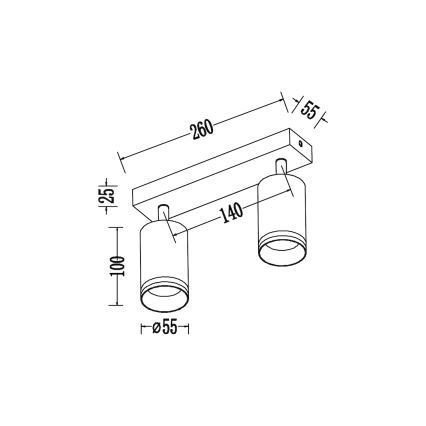 Loftspot PIPE 2xGU10/10W/230V hvid