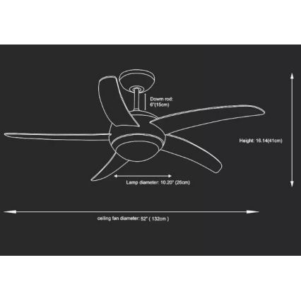Loftventilator 2xE27/20W/230V diameter 132 cm + fjernbetjening