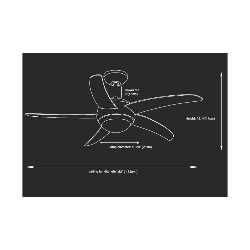 Loftventilator 2xE27/20W/230V diameter 132 cm + fjernbetjening