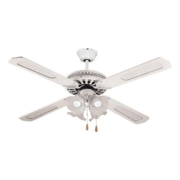 Loftventilator 4 x E27-fatninger, maks. 70 W, 230 V, Ø 132 cm, hvid