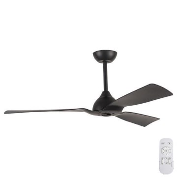 Loftventilator til badeværelse diameter 132 cm IP44 sort + fjernbetjening