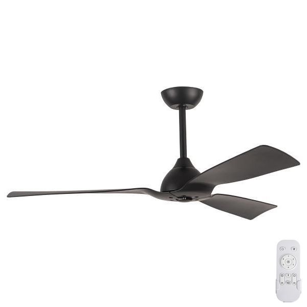 Loftventilator til badeværelse diameter 132 cm IP44 sort + fjernbetjening