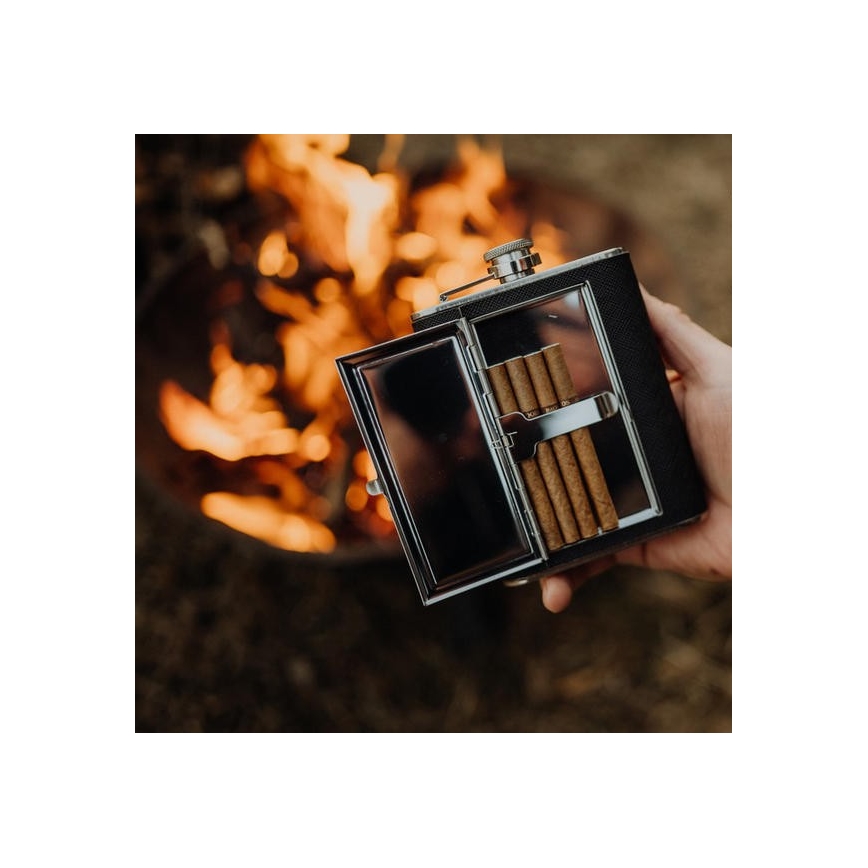 Lommelærke med cigaretui 175 ml sort