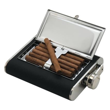 Lommelærke med cigaretui 175 ml sort