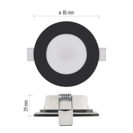 LED Badeværelsesloftlampe LORI LED/4,5W/230V IP65 2700/4000K Ø 8,5 cm sort