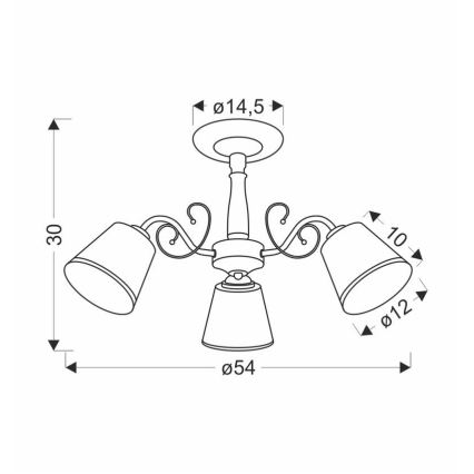 LOSANNA loftlampe med stang 3xE14/40W/230V, messing
