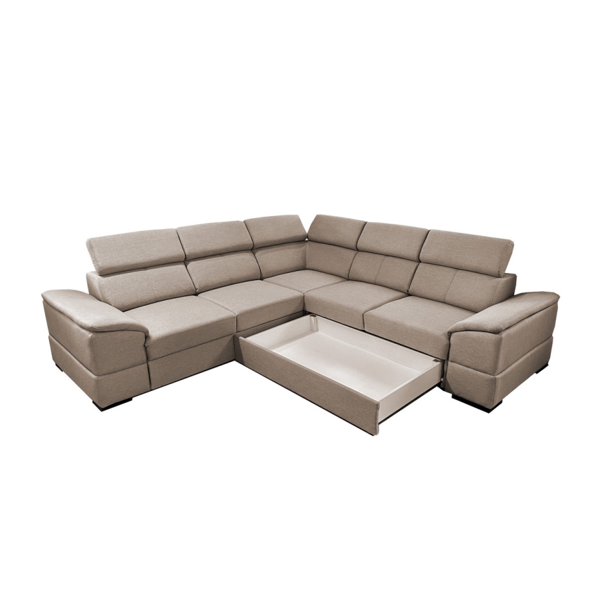 Loungesæt til hjørne foldbart med opbevaringsplads GRANADA beige
